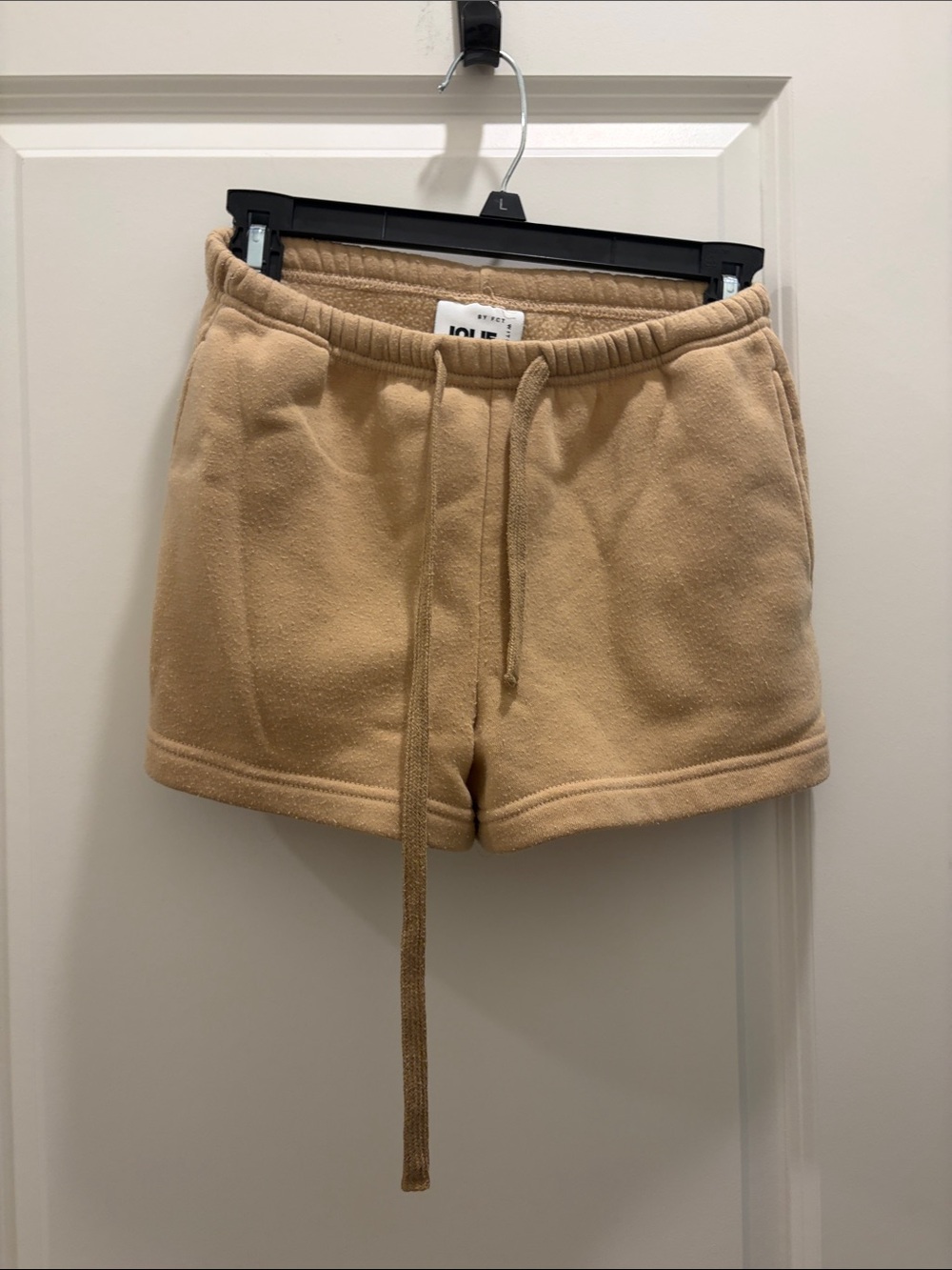 Women's Fleece Drawstring Athletic Shorts — Beige